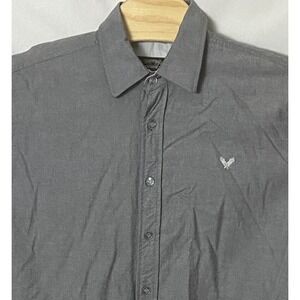 Avirex Mens‎ Shirt XXL Gray Chambray Long Sleeve Button Up Cotton